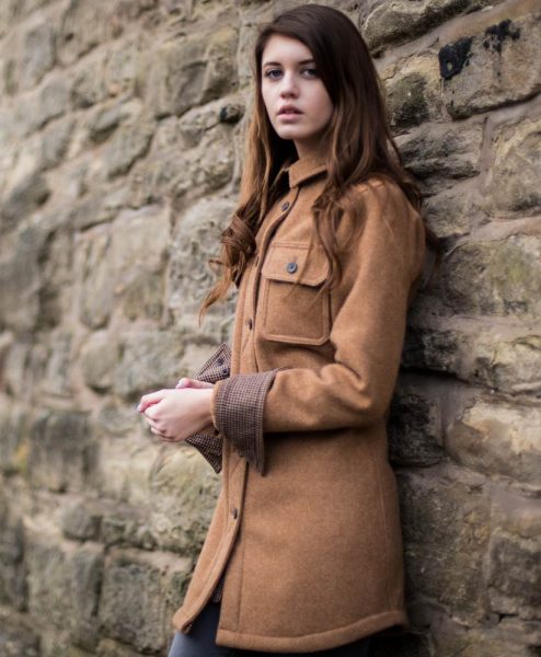 McNair Women's heavy weight merino Mountain Shirt in camel