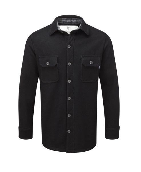 Men’s heavy weight merino shirt in black