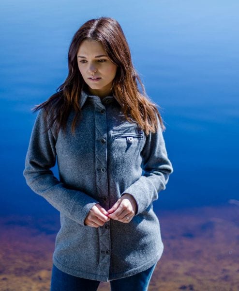 McNair women's merino Fell Shirt in Ash Melange
