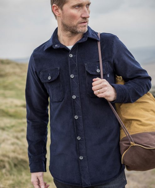 McNair Men's Corduroy Work shirt in deep navy
