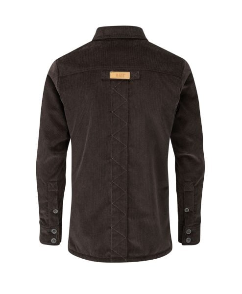 McNair Men's PlasmaDry corduroy Work Shirt in peat brown (back)