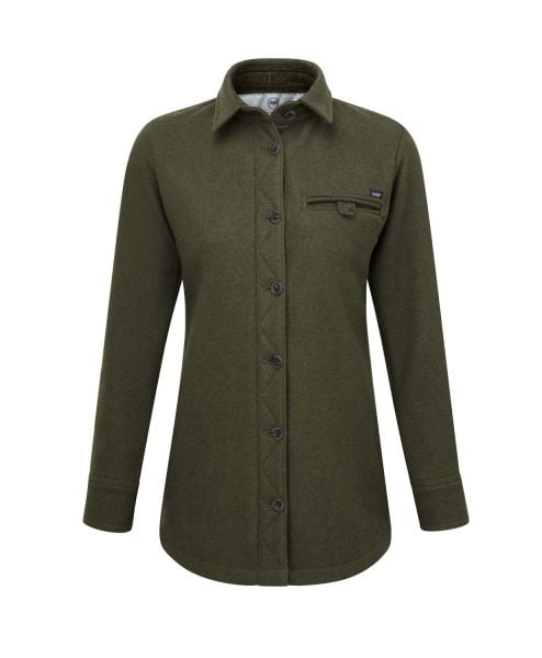 McNair women's heavy weight merino Fell shirt in dark sage