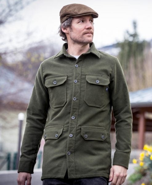 McNair men's moleskin Field Shirt in olive green