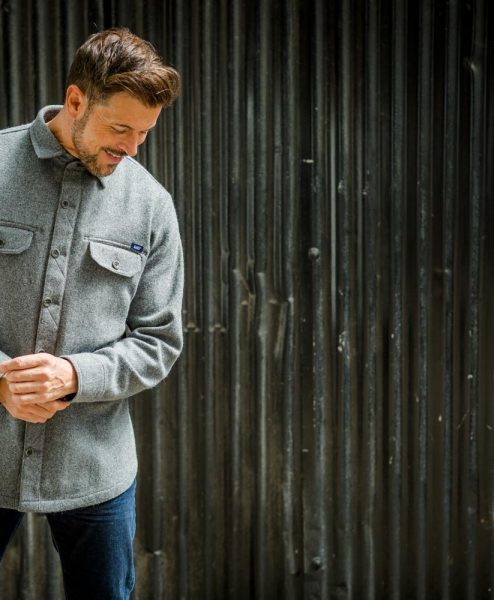 McNair men's mid weight merino Ridge Shirt in Ash Melange