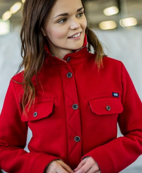 McNair women's merino Ridge Shirt in Chilli red
