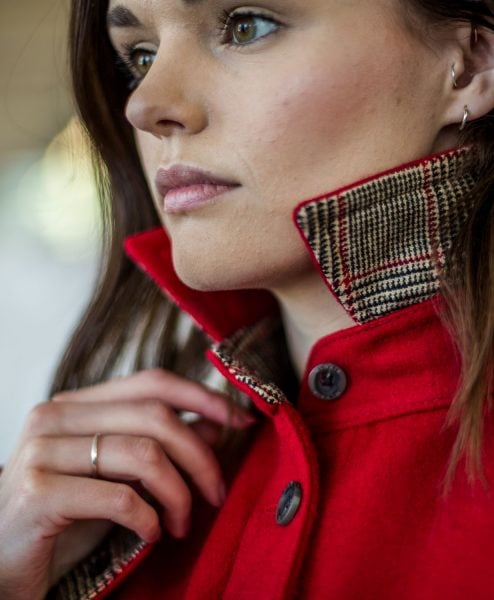 McNair women's merino Ridge Shirt in Chilli red