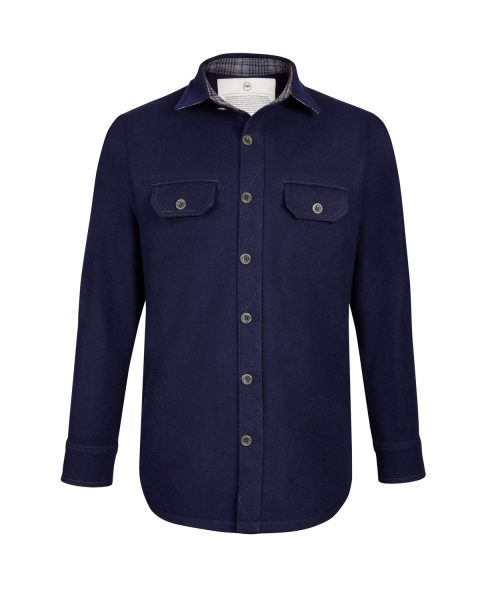 McNair men's merino Ridge Shirt in Navy Blue