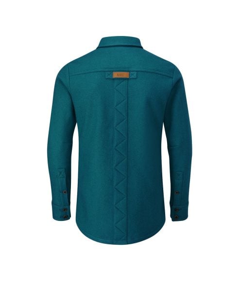 McNair men's merino Mountain Shirt in Lagoon (back)