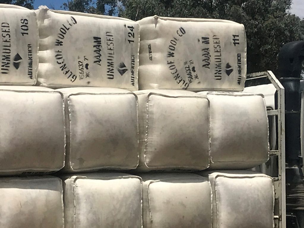 Glencoe merino wool packed and loaded for McNair Shirts