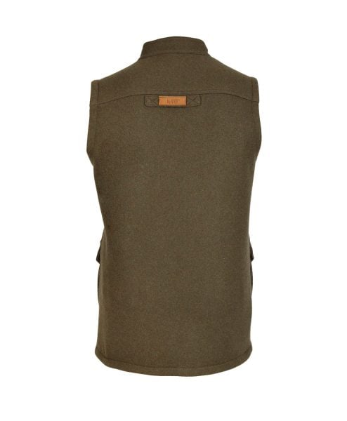McNair heavyweight merino Highland Gilet in dark sage (back)