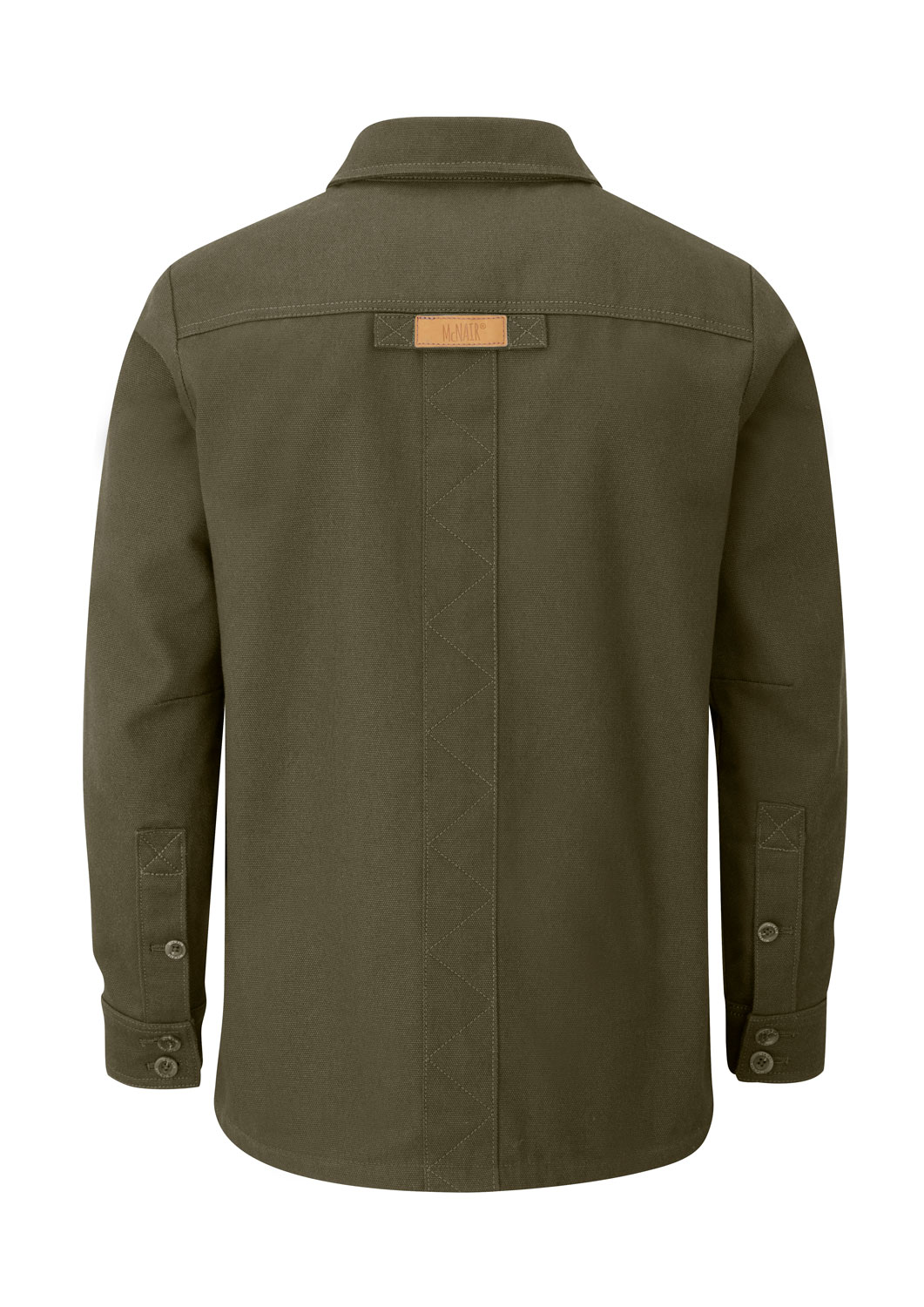 McNair men's PlasmaDry cotton canvas Work Jacket in Bronzed Olive (back)