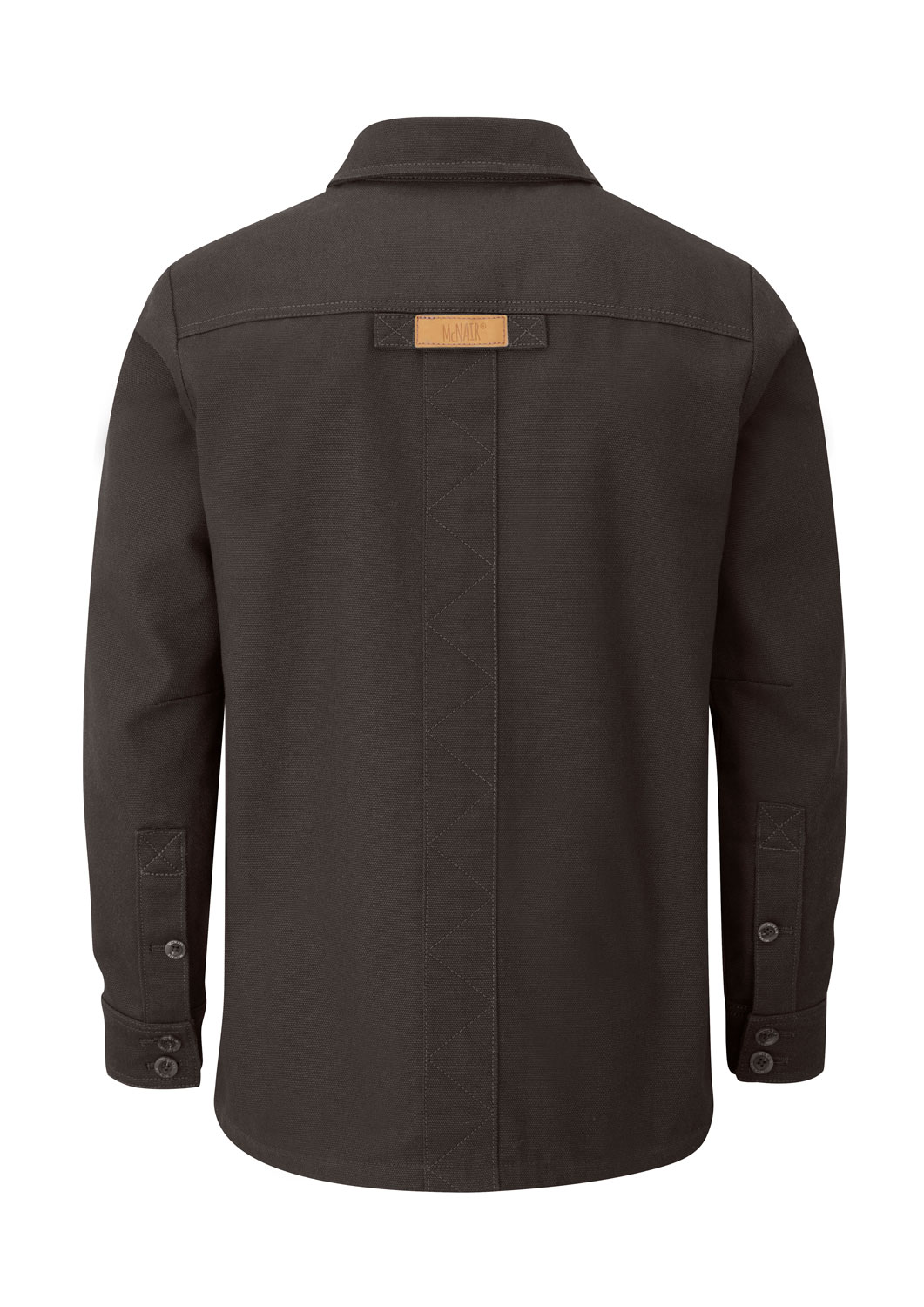 McNair men's PlasmaDry cotton canvas Work Jacket in Brown (back)