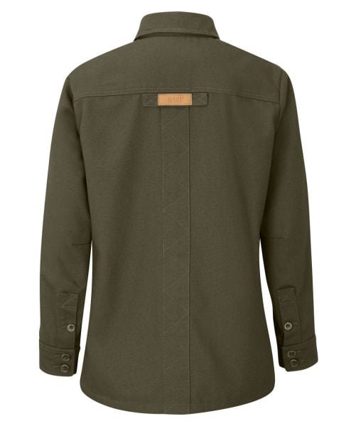 McNair women's PlasmaDry cotton canvas Work Jacket in Bronzed Olive (back)